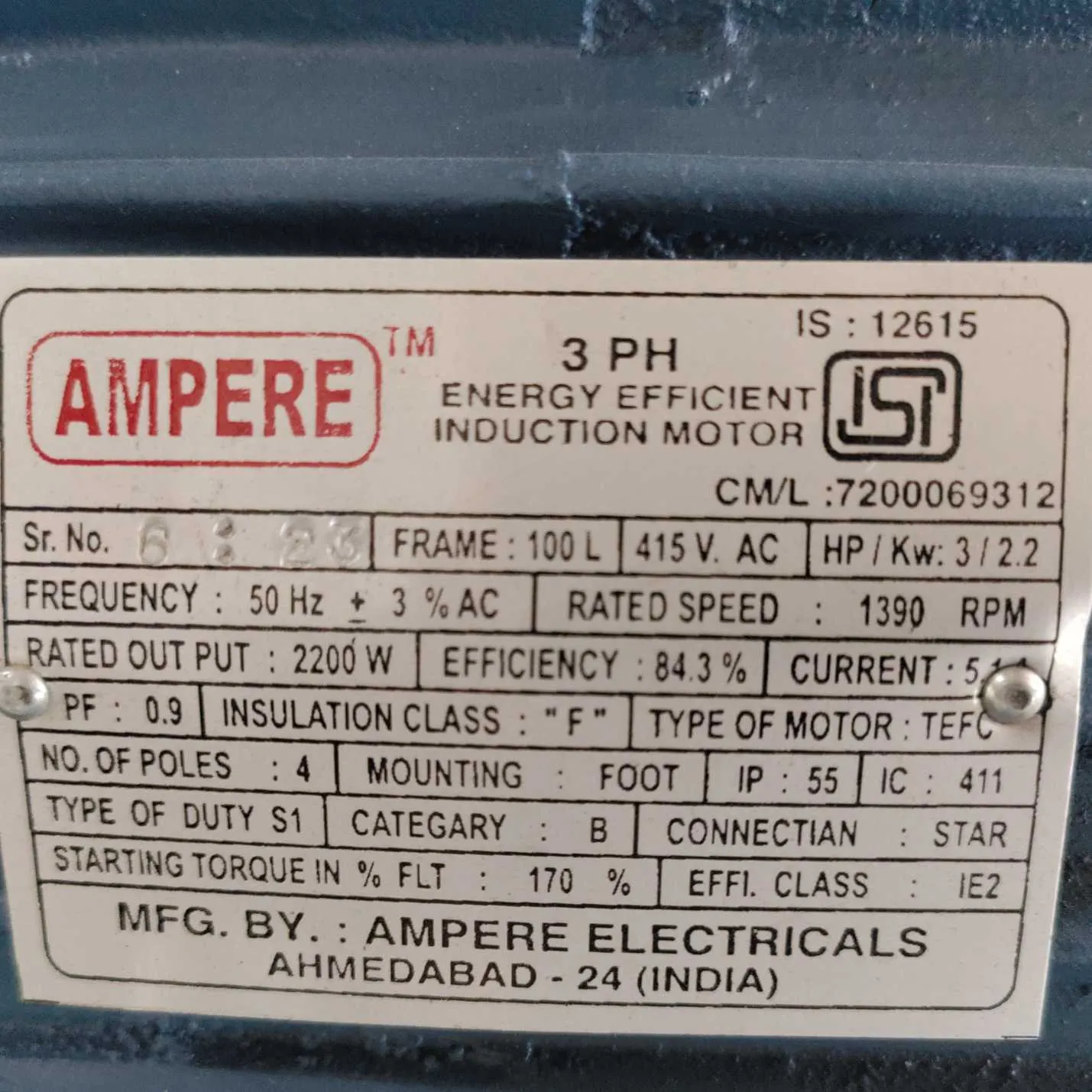 Preview Image 2 Induction Motor 3 HP 3 Phase