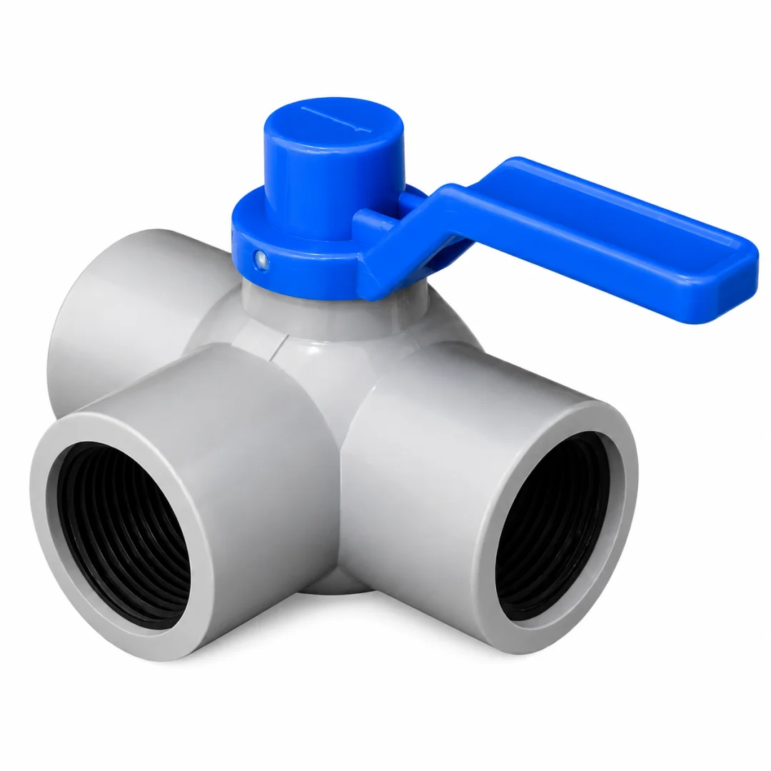 PP Three Way Ball Valve 1 Inch Threaded 